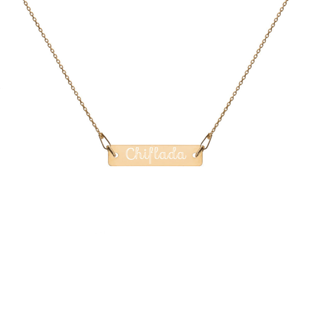 'Chiflada' Engraved Silver Bar Chain Necklace