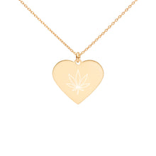 Load image into Gallery viewer, Mota Leaf Engraved Silver Heart Necklace
